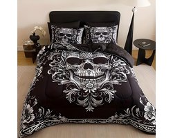 Dekbed met Kussenslopen - Beddengoed Set - Slaapkamer Decoratie - 3D Print Technologie - 140x200cm - Dark Gothic