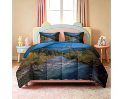 Dekbed met Kussenslopen - Dekbed Set - Comfortabel Slapen - Omkeerbaar Natuurlandschap - 200 x 220 cm - Meerkleurig