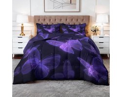 Dekbed met print - Dekbed zonder overtrek - Slaapkamer decoratie - Omkeerbaar design - 150 x 200 cm - Neon vlinder