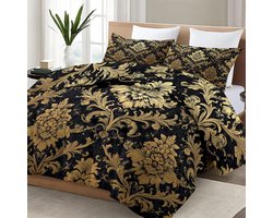 Dekbed set - Dekbed met slopen - Slaapkamer decoratie - Omkeerbaar 2-in-1 design - 220 x 240 cm - Zwart goud