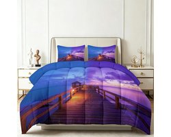 Dekbed set - Gewatteerd dekbed Dekbed met kussenslopen - Slaapkamer decoreren - Dubbelzijdig bedrukt - 140 x 200 cm - Veelkleurig