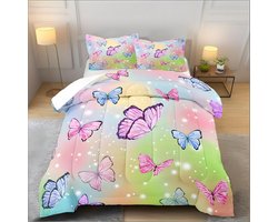 Dekbed set vlinder - Dekbed met slopen - Heerlijk slapen - Omkeerbaar design - 200 x 220 cm - Roze blauw