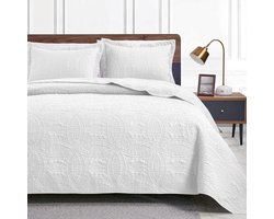 Dekbed van 220 x 240 cm, wit, ultrazacht bed, quilt, lichte microvezel dekbed, 220 x 240 cm, moderne dekbed met muntpatroon voor alle seizoenen (zonder kussensloop)