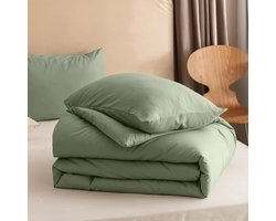 Dekbed zonder hoes 135x200 Groen - All-in-One Eenpersoons Dekbed met Kussensloop - Wasbaar