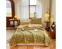 Dekbed zonder hoes 2.5 tog Eenpersoons Tweepersoons Kingsize Reversibel Gevoerd Zomer Dekbed Ademend en Lichtgewicht Bedsprei voor een Comfortabele Slaap (Geel Tulpen, 220)