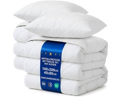 Dekbed zonder overtrek 200 x 140 cm - all-season Gewatteerd en Microvezel dekbedden naar bed Set: 2 X Dekbed 140 x 200 cm met 2 kussens 40 x 80 cm Oeko-Tex