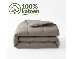 Dekbed Zonder Overtrek 200x220 - 100% Percale Katoen - Wasbaar Dekbed - Taupe Bruin