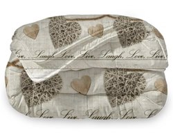Dekbed Zonder Overtrek 240x220 cm + 2 Kussenslopen - Live Laugh Love - Easy Dekbed - Warmteklasse 2