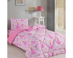 Dekbed zonder overtrek, 4 Seizoenen Dekbed, Teddy, Wasbaar Dekbed, Inclusief Kussensloop, Roze, 140x200 cm, Eenpersoons, Kinderdekbed zonder overtrek, Prinsessen patroon, Bedrukt dekbed, Teddy Dekbedovertrek, 2 in 1, Hoesloos Dekbed, De Linde Home