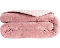 Dekbed zonder overtrek, 4 Seizoenen Dekbed, Teddy, Wasbaar Dekbed, Roze, 200x200 cm, Tweepersoons, Teddy Dekbedovertrek, 2 in 1 Dekbed, Hoesloos Dekbed, Ultra Soft Dekbed, Dubbelzijdig, Wasbaar, Zacht & Hypoallergeen, De Linde Home