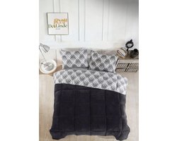 Dekbed zonder overtrek - Inclusief Kussenslopen - Zwart - 220x240 cm - Lits-jumeaux - 2 in 1 Dekbed - Teddy - Zacht & Hypoallergeen - 4 Seizoenen - Dubbelzijdig - Wasbaar - Ultra Soft - De Linde Home