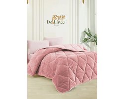Dekbed zonder overtrek - Roze - 220x240 cm - Lits-jumeaux - 2 in 1 Dekbed - Teddy - Zacht & Hypoallergeen - 4 Seizoenen - Dubbelzijdig - Wasbaar - Ultra Soft - De Linde Home