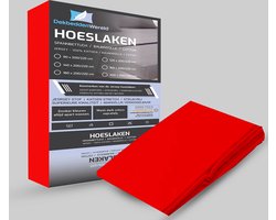 Dekbeddenwereld- hoeslaken- jersey- stretch- 2 persoons- 160x200+30cm- geschikt voor boxspring- rood