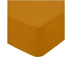 Dekbeddenwereld- hoeslaken- jersey- stretch- eenpersoons-90x200+30cm -geschikt voor boxspring- geel
