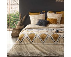 Dekbedovertrek 100% Katoen- Beddengoedset- Prachtige design dekbedovertrek- Tweepersoons dekbedovertrek 240x220 + 2 kussenslopen 65x65- Oker 05- Meerkleurig