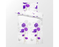 Dekbedovertrek 100% Katoen Premium - 140 x 200cm - 1 persoon - Coquelicots Violet