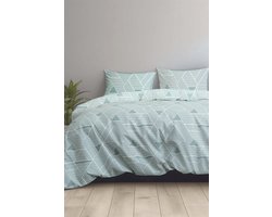 Dekbedovertrek 100% Katoen Premium - 200 x 200(220)cm - Triangle GreenBlue