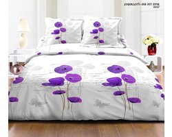Dekbedovertrek 100% Katoen Premium - 200 x 200(220)cm - Tweepersoons - Coquelicots Violet