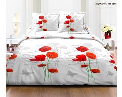 Dekbedovertrek 100% Katoen Premium - 240 x 220cm (Lits-jumeaux) - Coquelicots Rouge