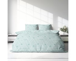 Dekbedovertrek 100% Katoen Premium - 240 x 220cm (Lits-jumeaux) - Triangle GreenBlue
