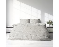 Dekbedovertrek 100% Katoen Premium - 240 x 220cm (Lits-jumeaux) - Triangle GreySand