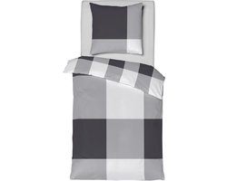 Dekbedovertrek 100% Katoen Satijn - Eénpersoons - 140 x 200/240 - Antraciet