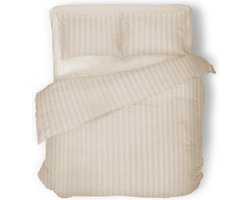 Dekbedovertrek - 140x200/220 - Uni - Satijnstreep / Satijn Streep - Hotel Kwaliteit Satin Stripe - Ivoor