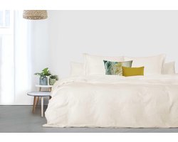Dekbedovertrek - 200x200/220 - Uni Percal katoen - Met Bies - ivoor