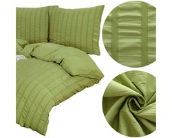 Dekbedovertrek 200x220 Kora Gestreept Groen 3-delig Clea