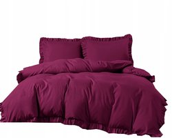 Dekbedovertrek 220x200cm Katoen Satin met Ruche - Diverse Kleuren