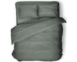 Dekbedovertrek - 240x200/220 - Uni - Satijnstreep / Satijn Streep - Hotel Kwaliteit Satin Stripe - Olive Green
