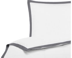 Dekbedovertrek 2dlg set 200TC perkal katoen Fancy Flange wit met roze boord 155x220 kussensloop 80x80