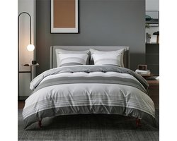 Dekbedovertrek - Beddengoed \ beddengoedset - Bed Linen Sets Grey 200 x 200 Microfibre with 2 Pillowcases 80x80 cm