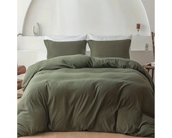 Dekbedovertrek - Dekbed - Zacht - 264 x 229 - Legergroen - Beddengoed - Inclusief 2x Kussensloop