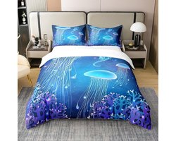 Dekbedovertrek Dubbel Bed Katoen Zeedieren Oceaan Onderwater Wereld Marine Leven Slaapkamer