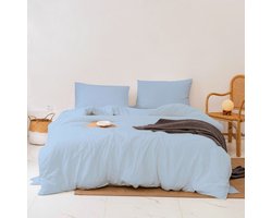 Dekbedovertrek - Eenpersoons - 140x220 cm + 2 Kussenslopen 60x70 - Lichtblauw - 100% Katoen - Ademend & Comfortabel - Hoogwaardige Kwaliteit