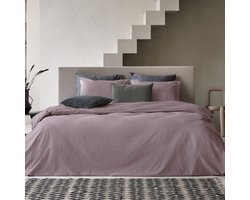 Dekbedovertrek - Egyptisch Katoen - effen - Amethyst Mist - Paars - Lits-jumeaux XL - 260 x 200/220 cm + 2 kussenslopen - Dreamers Den