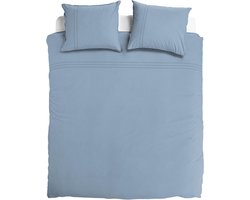 Dekbedovertrek - Egyptisch Katoen - effen - blue - blauw - 1-persoons - 140 x 200/220 cm + 1 kussensloop - Dreamers Den