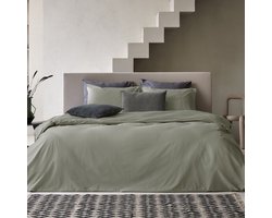 Dekbedovertrek - Egyptisch Katoen - effen - groen - 1-persoons - 140 x 200/220 cm + 1 kussensloop - Dreamers Den