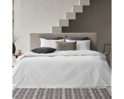 Dekbedovertrek - Egyptisch Katoen - effen - Wit - 2-persoons - 200 x 200/220 cm + 2 kussenslopen - Dreamers Den
