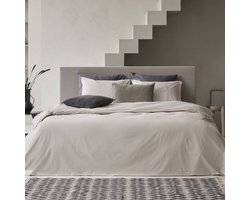 Dekbedovertrek - Egyptisch Katoen - effen - Zand - Lits-jumeaux XL - 260 x 200/220 cm + 2 kussenslopen - Dreamers Den