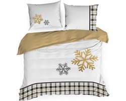 Dekbedovertrek en 2 kussenslopen. 160 cm x 200 cm. Kerst patroon. Materiaal Katoensatijn. 3 - delige. Kerst accessoires - Kerstcadeau - kerst actie fijne kerst - kerstavond - fijne kerstdagen - sinterklaas - Winterafbeeldingen - Kerstmis - nieuw jaar