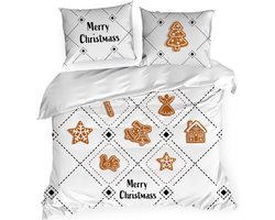 Dekbedovertrek en 2 kussenslopen. 160 cm x 200 cm. Kerst patroon. Materiaal Katoensatijn. 3 - delige. Kerst accessoires - Kerstcadeau - kerst actie fijne kerst - kerstavond - fijne kerstdagen - sinterklaas - Winterafbeeldingen - Kerstmis - nieuw jaar