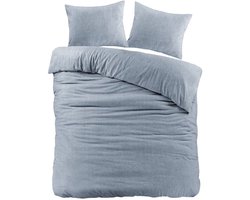 Dekbedovertrek Flanel Blauw Brienz - 200x200/220 cm - Super Zacht en Warm