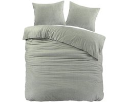 Dekbedovertrek Flanel Groen Brienz - 200x200/220 cm - Super Zacht en Warm