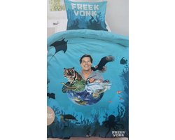 Dekbedovertrek Freek Vonk 140x200 cm - Dekbedhoes zeedieren blauw - eenpersoons dekbed dieren - Een reis rond de wereld - overtrek voor kinderen met kussensloop