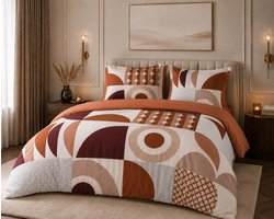 Dekbedovertrek Gemma - 240 x 220 - 100% Katoen – Gemma – Terracotta/Oranje – Dubbelzijdig - Incl. 2 Slopen