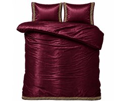 Dekbedovertrek Glans Satijn - 240x220 cm - Burgundy - Lace - Inclusief Kussenslopen - Luxe Uitstraling