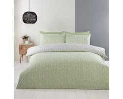 Dekbedovertrek Helston groen - Microvezel - Eenpersoons - 135x200 cm - 1st. 50x75 cm - Kussensloop