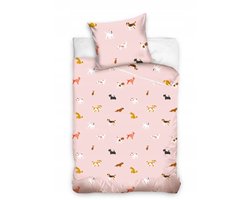 Dekbedovertrek Honden Roze Katoen 140x200cm